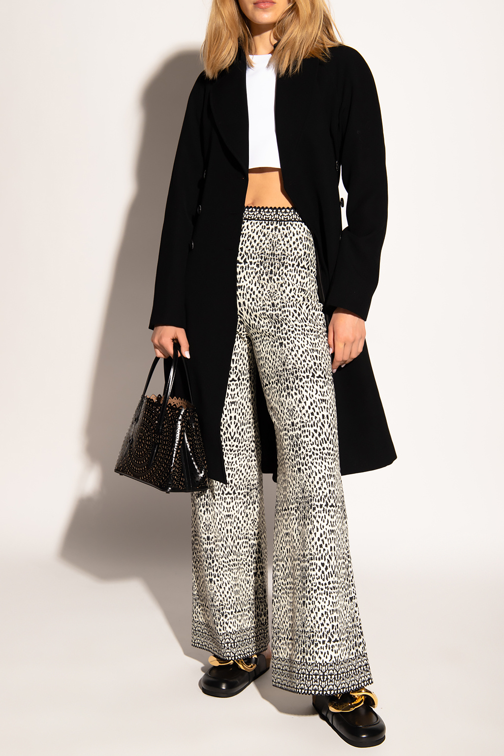 コート ALAIA FW25 Coats (AA9M1087W036B 542) ALAÏA LEOPARD JACQUARD KNIT COAT |ALAÏA US